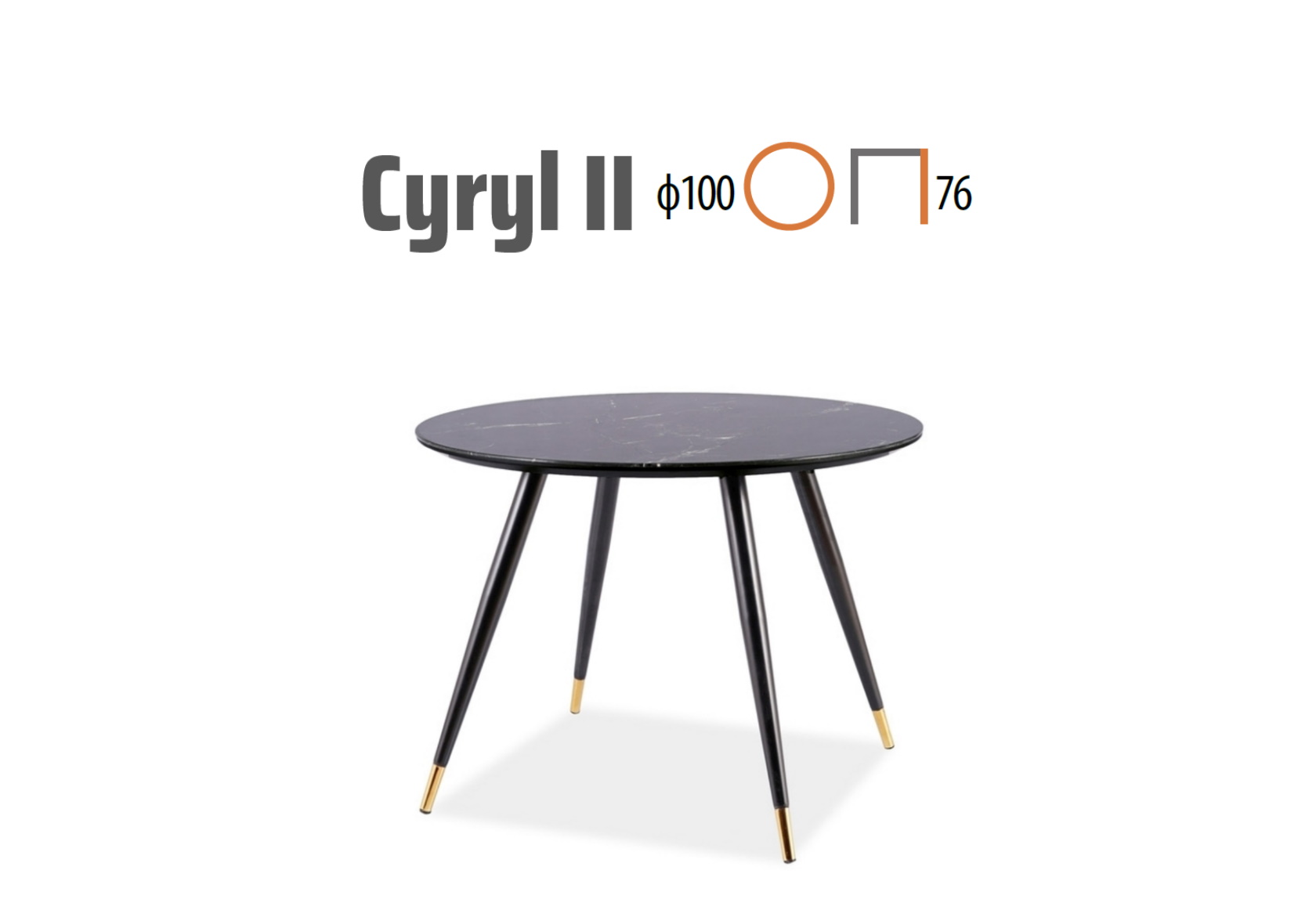 okrągły złoto czarny stół w stylu glamour Cyryl II